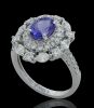 18K White gold, Tanzanite and Diamond Halo Ring - 3