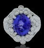 18K White Gold Tanzanite and Diamond Dress Ring