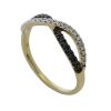 9K Yellow Gold Black and White Diamond Dress ring - 4