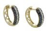 9K Yellow Gold Black and White Diamond clip back earrings