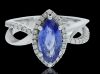 18K White Gold Marquise Blue Sapphire and Diamond Ring