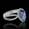 18K White Gold Marquise Blue Sapphire and Diamond Ring - 2