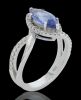 18K White Gold Marquise Blue Sapphire and Diamond Ring - 3