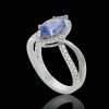 18K White Gold Marquise Blue Sapphire and Diamond Ring - 4