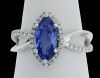 18K White Gold Marquise Blue Sapphire and Diamond Ring - 5