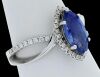 18K White Gold Marquise Blue Sapphire and Diamond Ring - 6