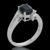 18K White Gold Oval Blue Sapphire and Diamond Dress ring - 5