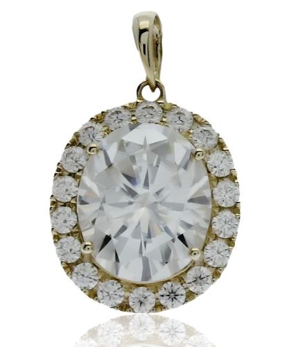 9K Yellow Gold Moissanite Halo Pendant