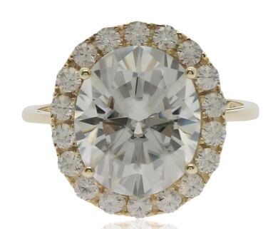 9K Yellow Gold Moissanite Halo Dress Ring