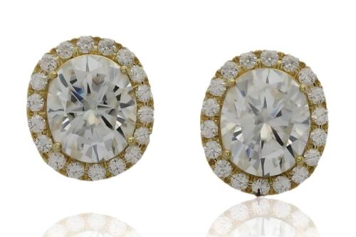 9K Yellow Gold Moissanite Halo stud earring