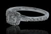 18K White Gold Princess cut Diamond Halo Engagement ring - 2