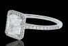 18K White Gold GIA Radiant cut Diamond Halo Engagement ring - 2