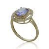 9K Yellow Gold Tanzanite and Diamond Halo Dress Ring - 3