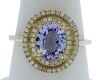 9K Yellow Gold Tanzanite and Diamond Halo Dress Ring - 5