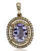 9K Yellow Gold Tanzanite and Diamond Halo pendant