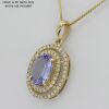 9K Yellow Gold Tanzanite and Diamond Halo pendant - 2