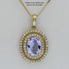 9K Yellow Gold Tanzanite and Diamond Halo pendant - 3