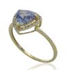 9K Yellow Gold Trilliant cut Tanzanite and Diamond Halo Dress Ring - 3