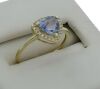 9K Yellow Gold Trilliant cut Tanzanite and Diamond Halo Dress Ring - 5