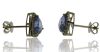 9K Yellow Gold Trilliant cut Tanzanite and Diamond Halo stud earrings - 3