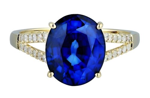 9K Yellow Gold Sapphire and Diamond Dress Ring