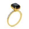 18K Yellow Gold Black Diamond Engaiment Ring - 3