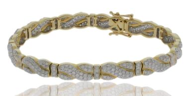 18K Yellow Gold Diamond flexible link bracelet