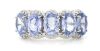 14K White Gold, 6.07ct TSW Blue Ceylon Sapphire and Diamond, Decorative Band Ring