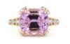 14K Yellow/White Gold, 7.45ct Kunzite and Diamond, Cocktail Ring