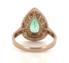 14K Rose Gold, Colombian Emerald and Diamond, Double Halo Ring - 2