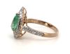 14K Rose Gold, Colombian Emerald and Diamond, Double Halo Ring - 3