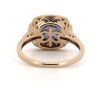 14K Rose Gold, Blue Ceylon Sapphire and Diamond, Halo Ring - 3