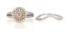 14K White & Rose Gold, Pink Diamond and Diamond, Double Halo Ring Set - 2
