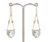 14K Yellow Gold, Aquamarine and Diamond, Heart Shaped Chandelier Earrings