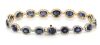 14K Yellow Gold, Blue Sapphire and Diamond, Halo Bracelet - 5