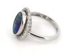 14K White Gold, Lightening Ridge Opal and Diamond, Halo Ring - 2