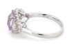 14K White Gold, Kunzite and Diamond, Halo Trilogy Style Ring - 2