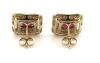 14K Yellow Gold, Ruby and Diamond, Double Halo Stud Earrings - 3