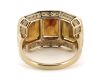 14K Yellow Gold, Orange Sapphire and Diamond, Trilogy Ring - 2