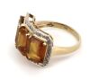 14K Yellow Gold, Orange Sapphire and Diamond, Trilogy Ring - 3