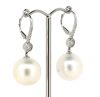 14K White Gold, White Cultured South Sea Pearl and Diamond, Drop Earrings - 2