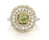 14K White Gold, Fancy Yellow Diamond and Diamond, Triple Halo Ring