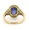 14K Yellow Gold, Blue Ceylon Sapphire and Diamond, Halo Decorative Ring - 3