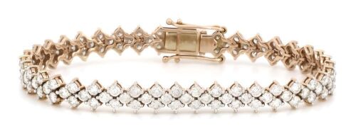 14K Rose Gold, 6.78ct TDW Diamond, Cluster Style Bracelet