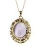 14K Yellow Gold, 9.03ct Amethyst and Diamond, Halo Pendant Necklace - 4