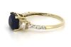 14K Yellow Gold, Blue Ceylon Sapphire and Diamond, Trilogy Style Ring - 2