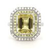 14K White Gold, Heliodor, Yellow Sapphire and Diamond, Double Halo Ring