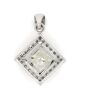 14K White Gold and Diamond, Halo Pendant - 3