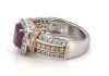 14K White Gold, Pink Sapphire and Diamond, Halo Decorative Ring - 2