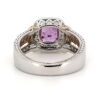 14K White Gold, Pink Sapphire and Diamond, Halo Decorative Ring - 3